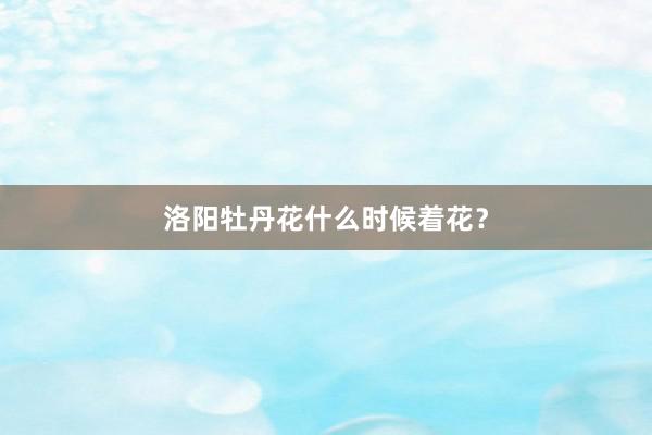 洛阳牡丹花什么时候着花？